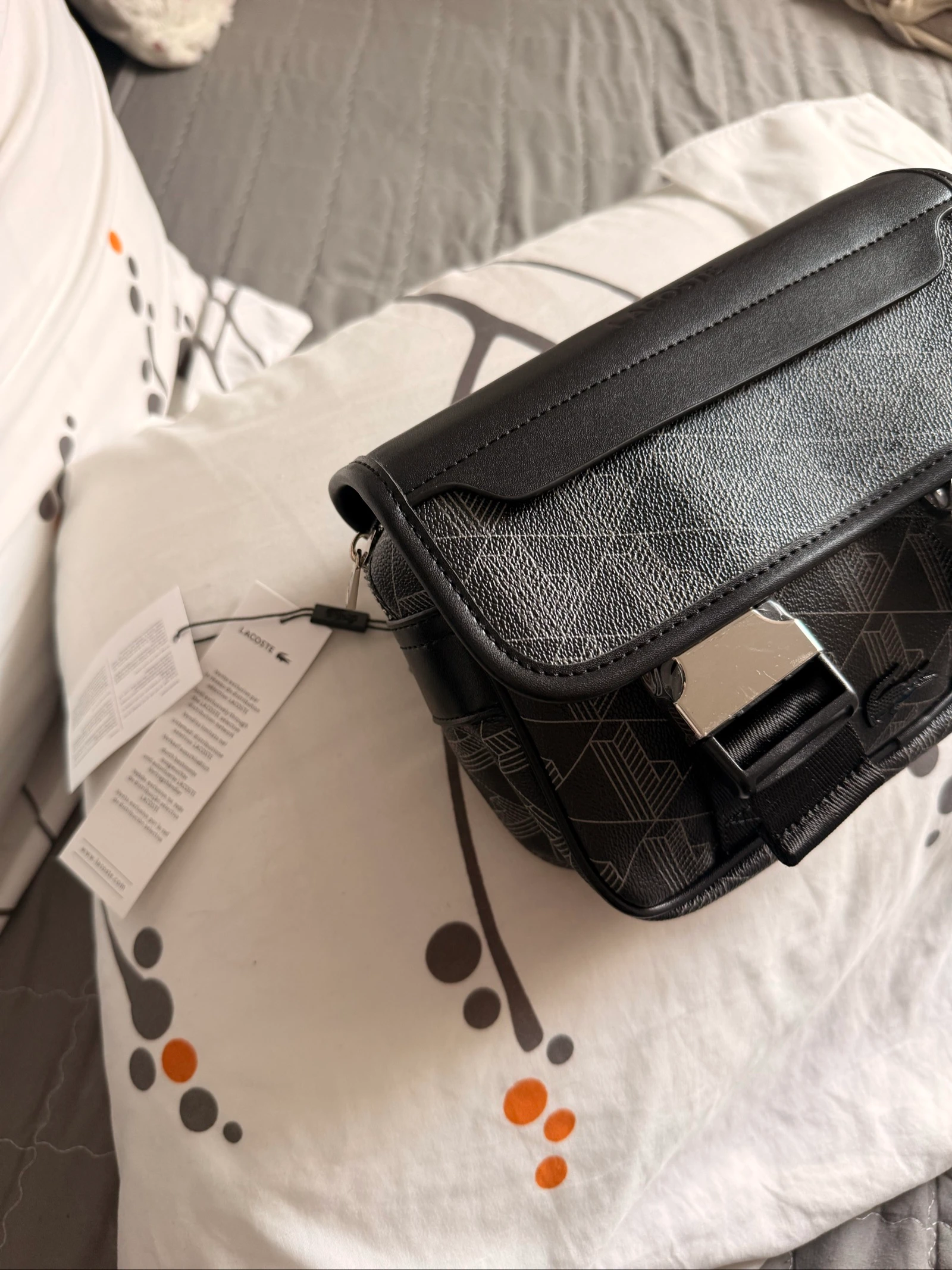 Sac bandoulière Lacoste Monogram preto – Novo com estojo – photo 7